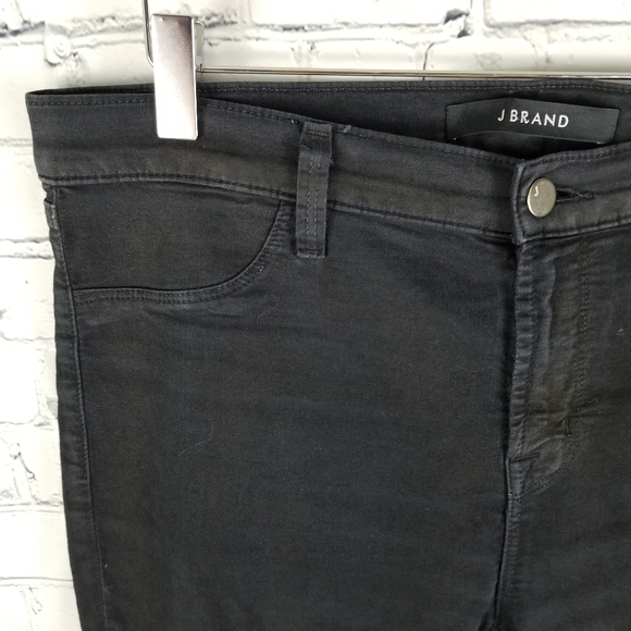 J BRAND | 800 super skinny coated black jeggings - Picture 3 of 8